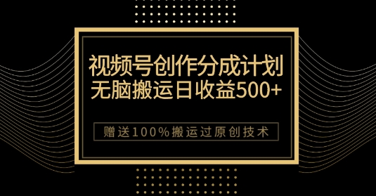 最新视频号创作分成计划，无脑搬运一天收益500+，100%搬运过原创技巧【揭秘】-私藏资源社