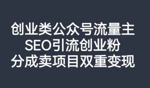 创业类公众号流量主,SEO引流创业粉,分成卖项目双重变现【揭秘】-私藏资源社