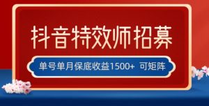 全网首发抖音特效师最新玩法,单号保底收益1500+,可多账号操作,每天操作十分钟【揭秘】-私藏资源社