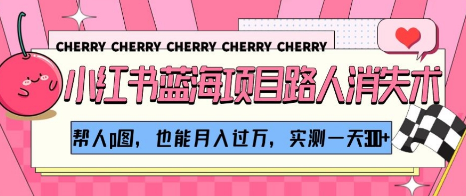 小红书蓝海项目路人消失术，帮人p图，也能月入过万，实测一天300+【揭秘】-私藏资源社