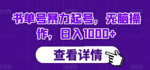 书单号暴力起号,无脑操作,日入1000+【揭秘】-私藏资源社