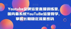 Youtube金牌运营直播训练营,国内最系统YouTuBe运营教学,掌握长期稳定流量密码-私藏资源社