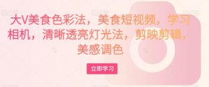 大V美食色彩法,美食短视频,学习相机,清晰透亮灯光法,剪映剪辑,美感调色-私藏资源社