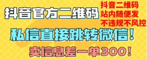 价值3000的技术！抖音二维码直跳微信！站内无限发不违规！-私藏资源社