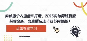 实体店个人流量IP打造,2023实体同城引流获客必听,含直播玩法(75节完整版)-私藏资源社