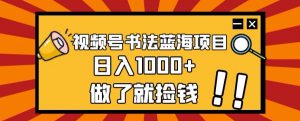 视频号书法蓝海项目,玩法简单,日入1000+【揭秘】-私藏资源社