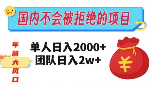 在国内不怕被拒绝的项目,单人日入2000,团队日入20000+【揭秘】-私藏资源社