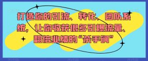 打造你的引流、转化、团队系统,让你收获很多引爆流量、翻倍业绩的“杀手锏”-私藏资源社