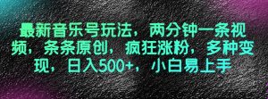 最新音乐号玩法,两分钟一条视频,条条原创,疯狂涨粉,多种变现,日入500+,小白易上手【揭秘】-私藏资源社