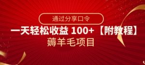 薅羊毛项目,靠分享口令,一天轻松收益100+【附教程】【揭秘】-私藏资源社