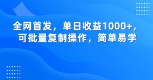 全网首发,单日收益1000+,可批量复制操作,简单易学【揭秘】-私藏资源社