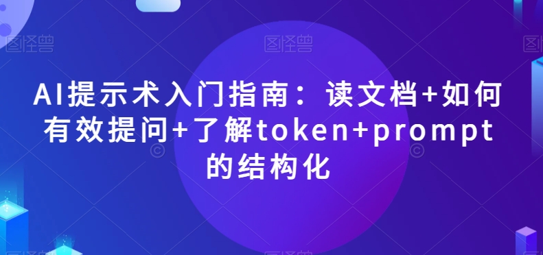 AI提示术入门指南：读文档+如何有效提问+了解token+prompt的结构化【揭秘】-私藏资源社