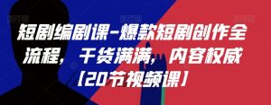 短剧编剧课-爆款短剧创作全流程,干货满满,内容权威【20节视频课】-私藏资源社