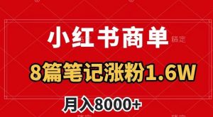 小红书商单最新玩法,8篇笔记涨粉1.6w,作品制作简单,月入8000+【揭秘】-私藏资源社