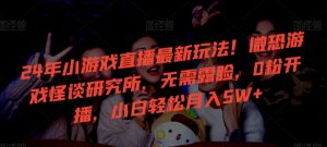 24年小游戏直播最新玩法!微恐游戏怪谈研究所,无需露脸,0粉开播,小白轻松月入5W+【揭秘】-私藏资源社