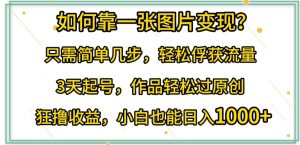 如何靠一张图片变现?只需简单几步,轻松俘获流量,3天起号,作品轻松过原创【揭秘】-私藏资源社