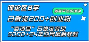 抖音评论区8字日截流200+创业粉 “卖项目”日稳定变现5000+【揭秘】-私藏资源社
