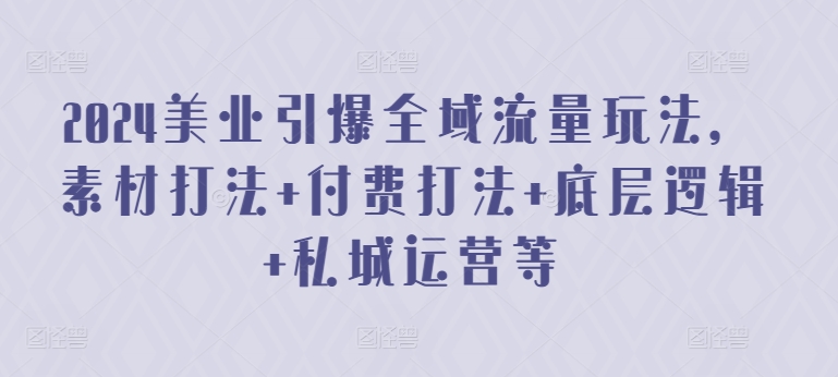 2024美业引爆全域流量玩法，素材打法 付费打法 底层逻辑 私城运营等-私藏资源社