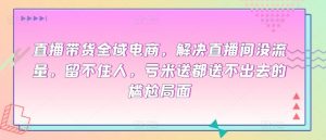 直播带货全域电商,解决直播间没流量,留不住人,亏米送都送不出去的尴尬局面-私藏资源社