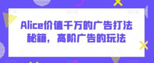 Alice价值千万的广告打法秘籍,高阶广告的玩法-私藏资源社