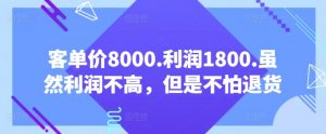 客单价8000.利润1800.虽然利润不高,但是不怕退货【付费文章】-私藏资源社