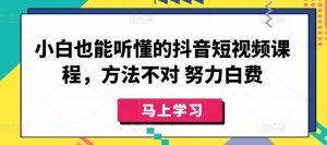 小白也能听懂的抖音短视频课程,方法不对 努力白费-私藏资源社