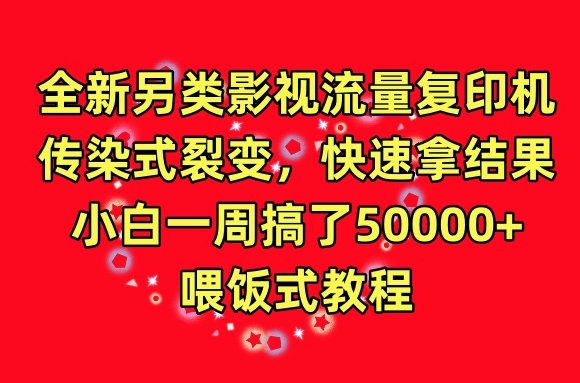 全新另类影视流量复印机，传染式裂变，快速拿结果，小白一周搞了50000+，喂饭式教程【揭秘】-私藏资源社