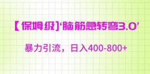 保姆级脑筋急转弯3.0,暴力引流,日入400-800+【揭秘】-私藏资源社