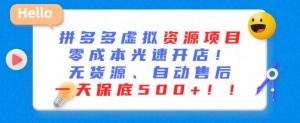 最新拼多多虚拟资源项目,零成本光速开店,无货源、自动回复,一天保底500+【揭秘】-私藏资源社