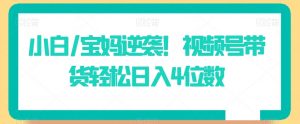 小白/宝妈逆袭!视频号带货轻松日入4位数【揭秘】-私藏资源社