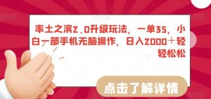 率土之滨2.0升级玩法,一单35,小白一部手机无脑操作,日入2000+轻轻松松【揭秘】-私藏资源社