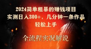 2024简单粗暴的赚钱项目,实测日入300+,几分钟一条作品,轻松上手【揭秘】-私藏资源社