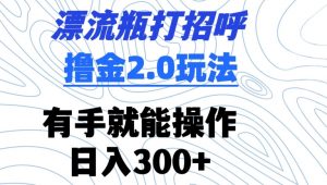 漂流瓶打招呼撸金2.0玩法,有手就能做,日入300+【揭秘】-私藏资源社