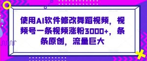 使用AI软件修改舞蹈视频,视频号一条视频涨粉3000+,条条原创,流量巨大【揭秘】-私藏资源社