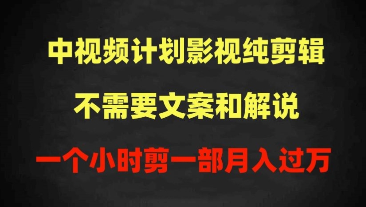 中视频计划影视纯剪辑，不需要文案和解说，一个小时剪一部，100%过原创月入过万【揭秘】-私藏资源社