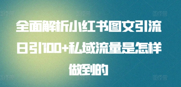 全面解析小红书图文引流日引100+私域流量是怎样做到的【揭秘】-私藏资源社