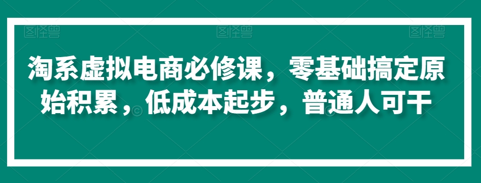 淘系虚拟电商必修课，零基础搞定原始积累，低成本起步，普通人可干-私藏资源社