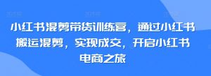 小红书混剪带货训练营,通过小红书搬运混剪,实现成交,开启小红书电商之旅-私藏资源社