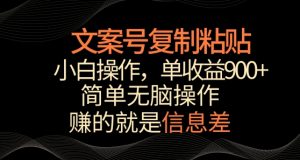 文案号掘金,简单复制粘贴,小白操作,单作品收益900+【揭秘】-私藏资源社