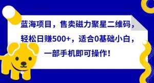 蓝海项目,售卖磁力聚星二维码,轻松日赚500+,适合0基础小白,一部手机即可操作【揭秘】-私藏资源社