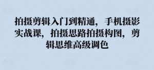 拍摄剪辑入门到精通,手机摄影实战课,拍摄思路拍摄构图,剪辑思维高级调色-私藏资源社