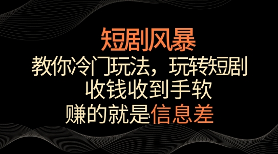短剧风暴，教你冷门玩法，玩转短剧，收钱收到手软【揭秘】-私藏资源社