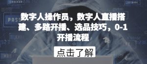 数字人操作员,数字人直播搭建、多路开播、选品技巧,0-1开播流程-私藏资源社