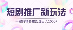 短剧推广新玩法,不剪辑,工具助力一键过原创,日入1000+【揭秘】-私藏资源社