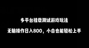 多平台挂载测试游戏玩法,无脑操作日入800,小白也能轻松上手【揭秘】-私藏资源社