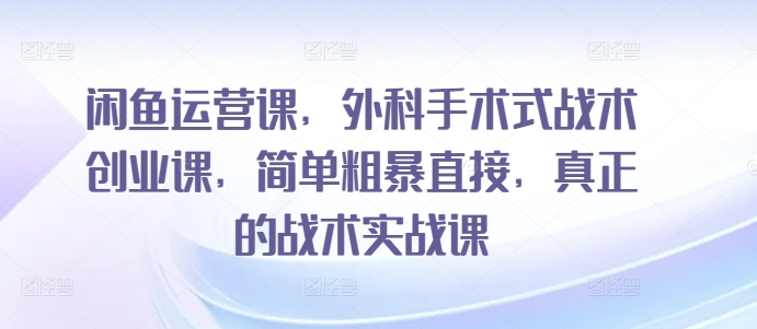 闲鱼运营课，外科手术式战术创业课，简单粗暴直接，真正的战术实战课-私藏资源社