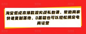 淘宝低成本爆款流实战私教课,帮助商家快速复制落地,0基础也可以轻松搞定电商运营-私藏资源社