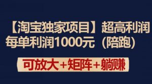 【淘宝独家项目】超高利润:每单利润1000元【揭秘】-私藏资源社