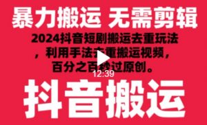 2024最新抖音搬运技术,抖音短剧视频去重,手法搬运,利用工具去重,达到秒过原创的效果【揭秘】-私藏资源社