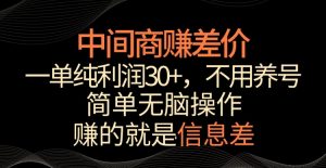 中间商赚差价,一单纯利润30+,简单无脑操作,赚的就是信息差,轻轻松松日入1000+【揭秘】-私藏资源社